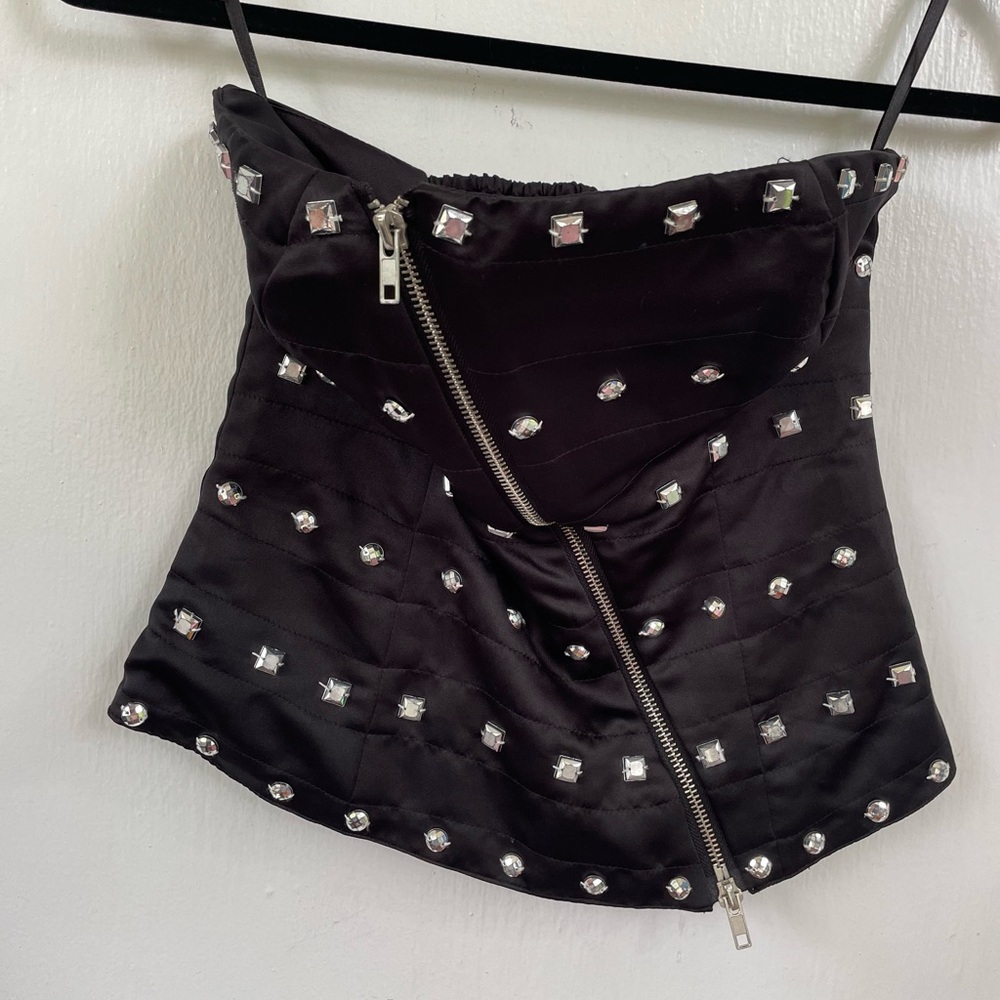 Mandee Elegant Jeweled Black Top